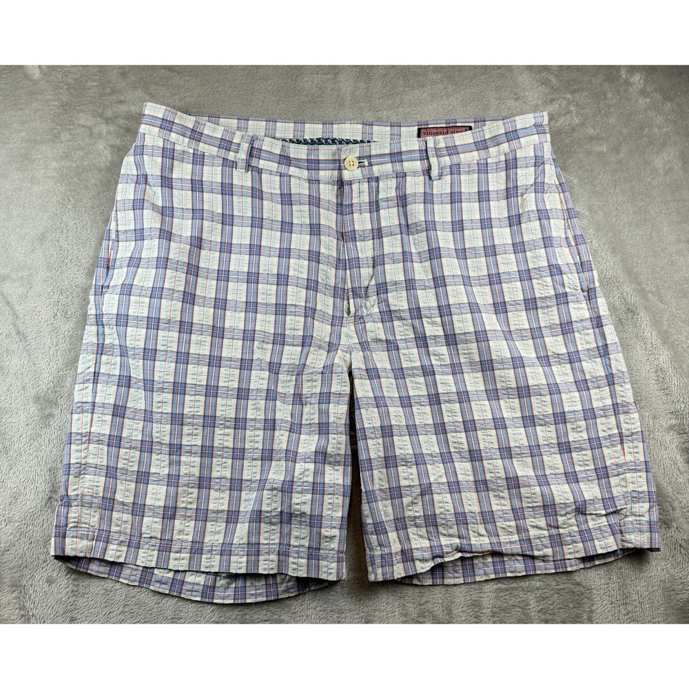Vineyard Vines Shorts Mens 36 Plaid Seersucker Club Short Chino 9 Inseam Casual